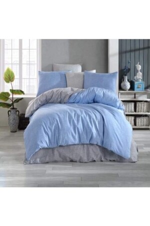 Gray Blue Modern Double Sided Single Bed Sheet Cotton Duvet Cover Set Nallsnevtkmod - 3