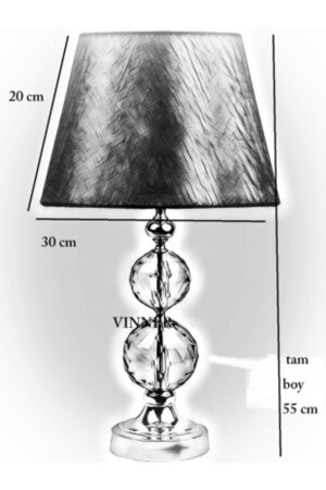 Gri Krom Kristal 2 Li Küre Abajur - 4