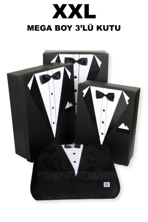 Groom's Pack Mitgifttruhe und Box, 4er-Set – echte Fliege und Knopf - 3