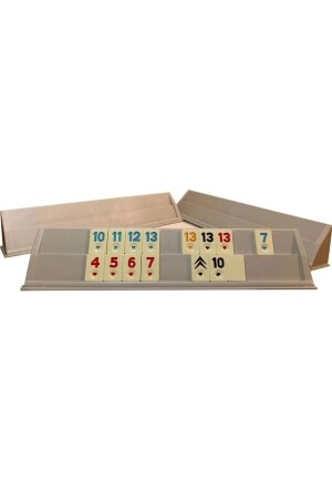 Große Größe 1. Hochwertiges Melemin Bone Stone Kunststoff-Okey-Set 43 cm + Spielkarten - 6