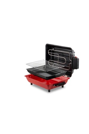 Große Größe 40 x 30 cm, Elektrogrill, Grill, Kebab-Fischer, mit Emaille-Körper + Emaille-Tablett - 6