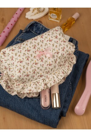 Große Make-up-Tasche mit Blumen- und Rüschenmuster - 2