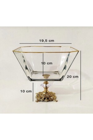 Große Schüssel mit Metallbeinen und goldenen Details – Präsentation – Service – Salatschüssel - 4