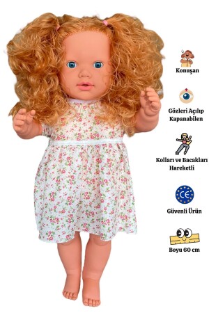 Große türkischsprachige hellbraune Fleischpuppe mit langen Haaren (60 cm) - 3