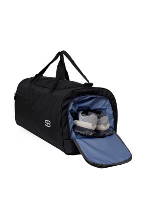 Große Unisex-Sport-, Fitness- und Reisetasche mit Schuhfach, Thermoskanne, Schwarz - 4