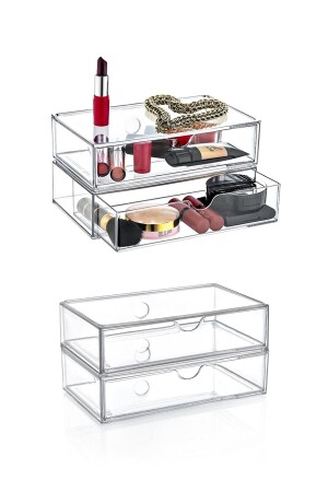 Großer 2-Schubladen-Modul-Organizer für Kosmetik, Make-up und Schmuck – Make-up-Organizer 9383571218129 - 2