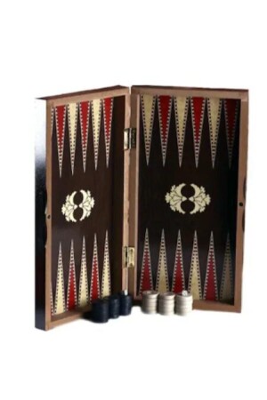 Großes Backgammon- und Dame-Set aus furniertem Holz - 3