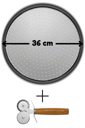 Großes, perforiertes Pizzablech, Lahmacun-Pita-Tablett, 36 cm – Doppelkopf-Pizza-Roulette, 36 cm, Pizzablech, doppelseitiges Roulette - 1