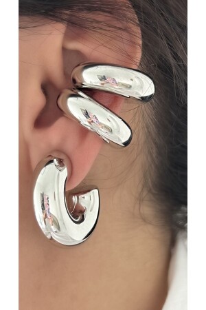 Gümüş Kaplama Boru Earcuff - 2