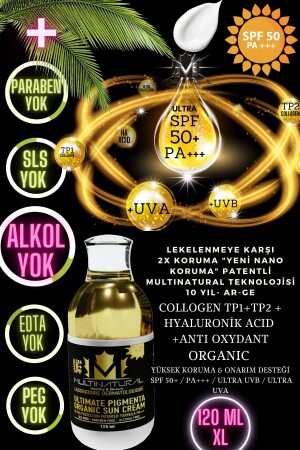 Güneş Kremi Leke Karşıtı 2x Koruma Antioksidan Collagen Ha Acid Destekli 120ml-50 Spf Uva-uvb Ultra50 - 2