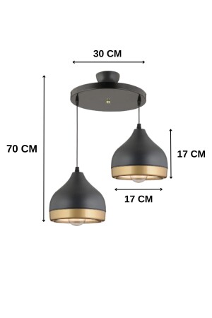 Güneş Schwarzer 2-teiliger Hängelampen-Kronleuchter – Besonderes Design – Schlafzimmer – Wohnzimmer – Küche – Flur Aliz-A123 - 4