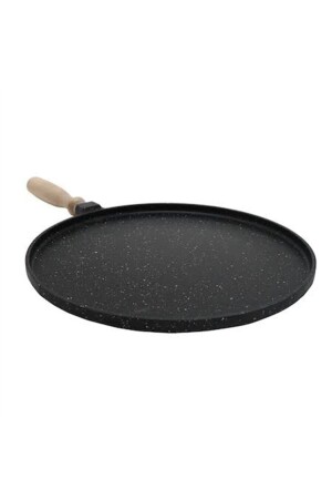 Gussgranit 36 ​​cm flache Backform für Pfannkuchen, Fladenbrot, Kreppteig, Pizza, Fleisch, Fisch (schwarz) MNDSGTV36CM001 - 7