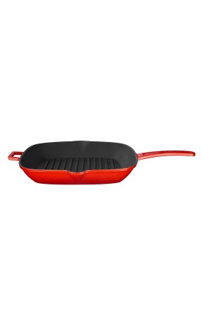 Gussquadrat-Grillpfanne aus Gusseisen mit massivem Griff, Abmessung 28 x 28 cm. LV P GT 2828 K0 R - 1