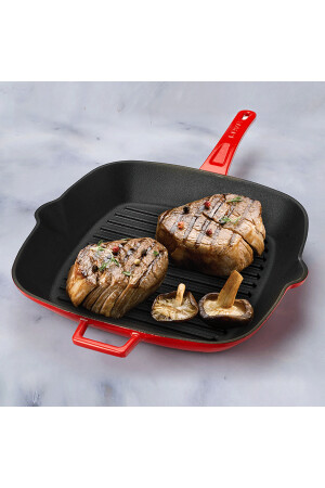 Gussquadrat-Grillpfanne aus Gusseisen mit massivem Griff, Abmessung 28 x 28 cm. LV P GT 2828 K0 R - 6