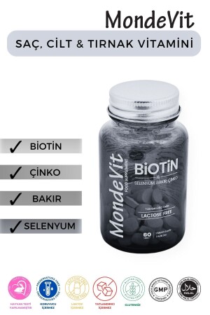 Haar Vitamin 60 Tablette Biotin 5000 µg-Zink 15 mg-Kupfer 2000 µg-Selen 50 µg - 1