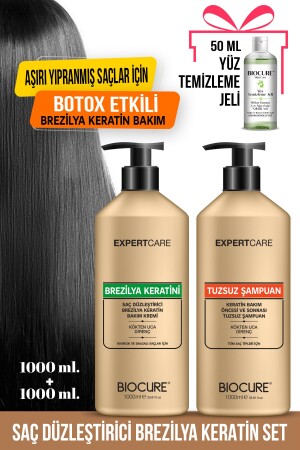 Haarglättende Keratinpflege 1000 ml Salzfreies Reinigungsshampoo 1000 ml Brasilianisches Föhnen - 2