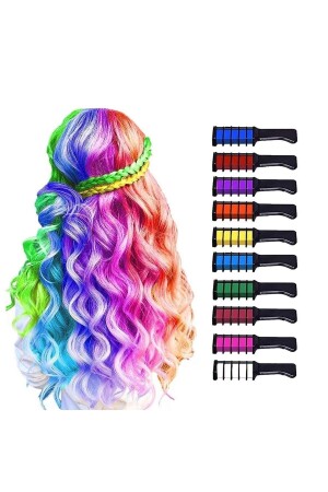 Haarkreide mit Kamm, 10 Lu, bunte Haarfärbekreide, temporäres Haarkreide-Set, Haarkreide - 3