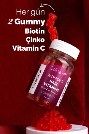 Haarvitamine für Frauen – 60 Gummibärchen 120 g – Biotin – Folsäure – Schönheitsunterstützung für Ihr Haar - 3