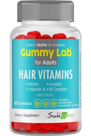 Hair Vitamin Gummy Biotin Inositol B Complex Ahududu Aromalı 60 Gummies - 3