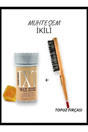 Hair Wax Stick 75gr - Saç Sabitleyici Berberstıckwax Kırmızı Uçlu Topuz Fırçası - 1