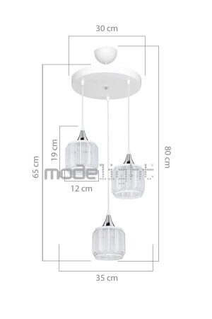 Haliç 3lü Çember Avize Beyaz - Krom MDL.4425 - 4