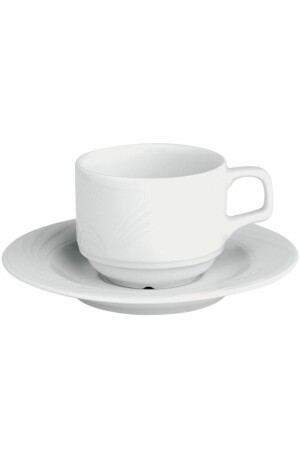 Halley 24-teilige weiße Teetasse mit Untertasse 177cc 223607 - 4