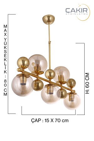 Halskette 5 Reihen Gold Gelb Honig Glas Pendelleuchte Kronleuchter - Çakır Avize 7540-S - 5