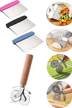 Hamur Kesme Aparatı Spatula - Ahşap Saplı Hamur ve Pizza Kesme Ruleti - 3