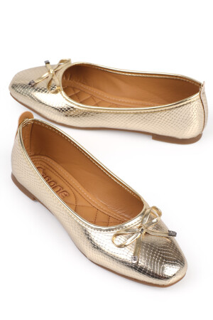 Hana Trend Gold Damen-Ballerinas mit Schleife - 3