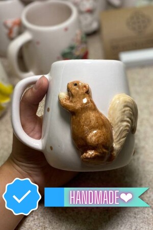 Handgefertigte Kachel-Keramik-Eichhörnchen-Figur, Kaffeetasse, Tierserie 85 - 2