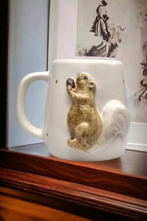 Handgefertigte Kachel-Keramik-Eichhörnchen-Figur, Kaffeetasse, Tierserie 85 - 6