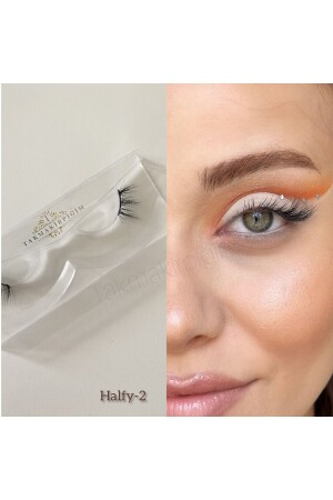 Handgefertigte künstliche Wimpern aus echtem Nerz (HALFY-2) und transparenter Powerliner-Stiftkleber - 2