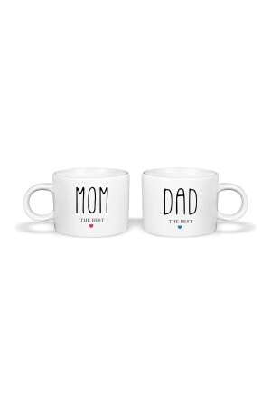 Handgefertigte Tasse mit besonderem Design für Mama und Papa – bedruckte Tasse rosa (2 Stück) GM-935 - 2