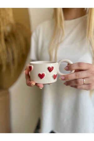 Handmade Red Heart Gift Ceramic Cup Mug Heart Mug KLPBRDK - 1