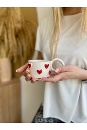 Handmade Red Heart Gift Ceramic Cup Mug Heart Mug KLPBRDK - 3