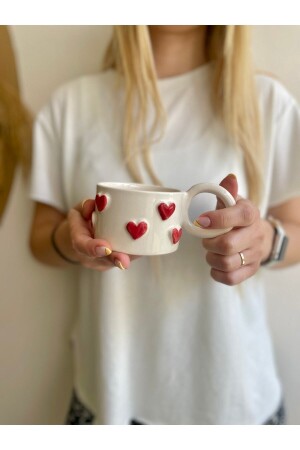 Handmade Red Heart Gift Ceramic Cup Mug Heart Mug KLPBRDK - 4