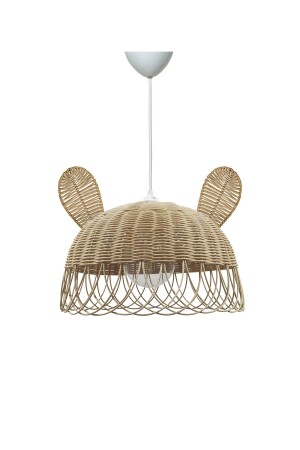 Hängelampe aus Rattan, Bambus, Korbgeflecht, Kronleuchter, Hase, Bärenohr, Kinderzimmer, Durchmesser: 35 cm, Höhe: 27 cm, bel054 - 6