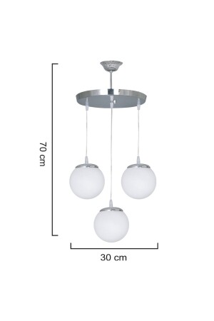 Hängelampentablett Silber 3-teiliger Kronleuchter aus weißem Glas KROM3 - 9