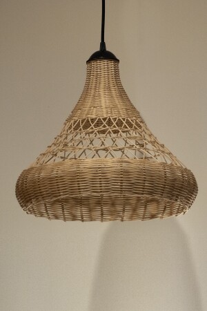 Hängeleuchte aus Bambus-Rattan, Kronleuchter: Pyramide, Modell: 37–40 cm, Rattan-128 - 9