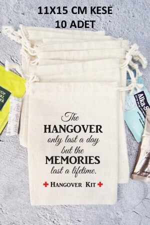 Hangover Kit Kesesi Basklı Kese Düğün Bekarlığa Veda Doğum Günü Hediye Kesesi 11x15 Cm 10 Adet - 1