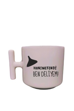 Hanımefendi Ben Deliyem Yazılı Krem Rengi Eğlenceli Esprili Özel Tasarım T Kupa Bardak Latte Bardağı tkupa0001 - 2