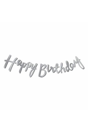 Happy Birthday Kalligraphie Banner Schriftart Silber Metallic 2-10 cm - 2