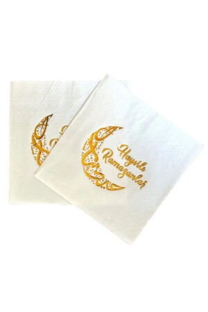 Happy Ramadan Gold vergoldete Serviette, 16 Stück, 16 x 16 cm, goldblättrige Ramadan-Serviette - 4