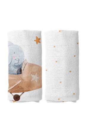 Happy Tony Baumwoll-Musselin-Bezugsset (90 x 90 cm, 2 Stück) BABYMUSLIN1030 - 2