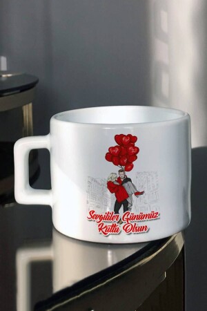 Happy Valentine's Day Blonde bedruckte Tee-Kaffeetasse für Liebhaber - 2