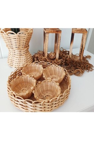 Hasır Bambu Rattan Çerezlik Kahve Yanı Sunumluk G0889999 - 1