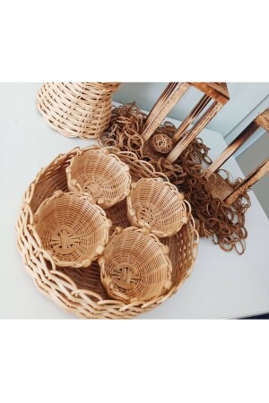 Hasır Bambu Rattan Çerezlik Kahve Yanı Sunumluk G0889999 - 4