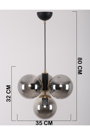 Hector 4-teiliger schwarzer antiker Rauchglas-Kronleuchter 10156301 - 6