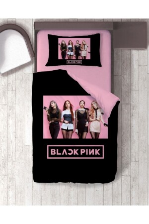 Hediye Nevresim Black Pink Baskılı Tek Kişilik Nevresim Takımı Çarşafsız pink201 - 1