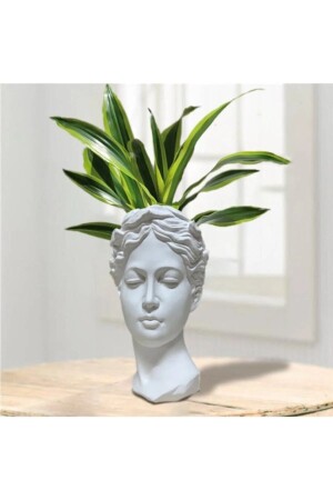 Helen Skulptur Büste Blumentopf groß weiß 25 cm - 2